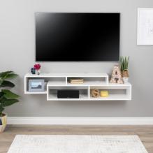 Modern Wall Mounted Media Console and Storage Shelf, White