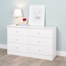 Astrid 6-Drawer Crystal White Dresser