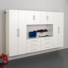 HangUps 72 in. H x 120 in. W x 16 in. D White Wall Mounted Storage Cabinet Set I