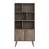 Milo Mid-Century Modern Bookcase with Six Shelves and Two Doors - Drifted Gray