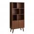 Milo Mid-Century Modern Bookcase with Six Shelves and Two Doors - Cherry Thumbnail