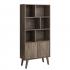 Milo Mid-Century Modern Bookcase with Six Shelves and Two Doors - Drifted Gray Thumbnail