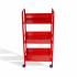 3 Tier Shelving Cart With Casters In Red