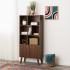 Milo Mid-Century Modern Bookcase with Six Shelves and Two Doors - Cherry