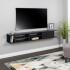 Wall Mounted Media Console with Door, Black Thumbnail
