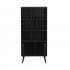 Milo Mid-Century Modern Bookcase with Six Shelves and Two Doors - Black