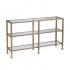 Jaymes Narrow Metal Console Table w/ Glass Shelves - Gold
