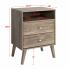 Milo Mid Century Modern  2-drawer Tall Nightstand with Open Shelf, Drifted Gray
