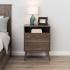 Milo Mid Century Modern  2-drawer Tall Nightstand with Open Shelf, Drifted Gray Thumbnail