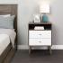 Milo 2-drawer Tall Nightstand with Open Shelf, Drifted Gray and White Thumbnail