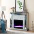 Trandling Mirrored Faux Stone Fireplace with Color Changing Firebox