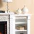 Gallatin Electric Fireplace w/ Bookcases - White w/ White Faux Stone