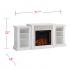 Gallatin Electric Fireplace w/ Bookcases - White w/ White Faux Stone