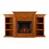 Tennyson Electric Fireplace w/ Bookcases - Glazed Pine