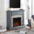 Seneca Electric Media Fireplace - Gray w/ Weathered Stone