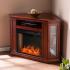 Claremont Electric Corner Touch Screen Fireplace w/ Storage - Brown Mahogany