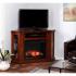 Claremont Electric Corner Fireplace w/ Storage - Brown Mahogany