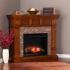 Merrimack Touch Screen Electric Convertible Fireplace w/ Faux Stone - Buckeye Oak