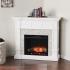 Merrimack Touch Screen Electric Convertible Fireplace w/ Faux Stone - White