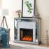 Trandling Mirrored Smart Fireplace w/ Faux Stone
