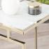 Colbi Glass-Topped C-Table - Glam Style - Champagne w/ White Faux Marble Glass