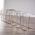 Colbi Glass-Topped C-Table - Glam Style - Champagne w/ White Faux Marble Glass