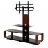 Curved wood TV stand/cart with universal mounting system for 35 to 85 inch TV