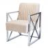 Ellison Velveteen Accent Chair and Ottoman - 2pc Set - Champagne w/ Chrome