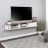 Wall Mounted Media Console with Door, White and Drifted Gray Thumbnail