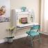 White Tall Wall Hanging Desk with Storage Thumbnail