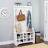 Wide Hall Tree and Bench with Shoe Storage, White Thumbnail